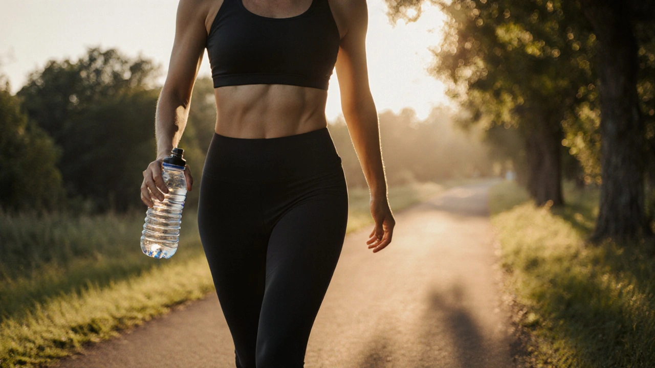 Osoba se po masáži pomalu prochází v zlatém světle.