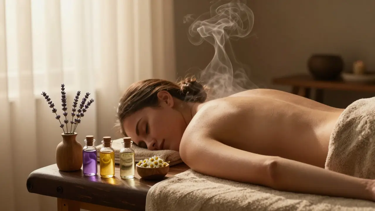 Aromaterapeutická masáž pro zklidnění mysli: Jak esenciální oleje uklidní nervy a sníží stres